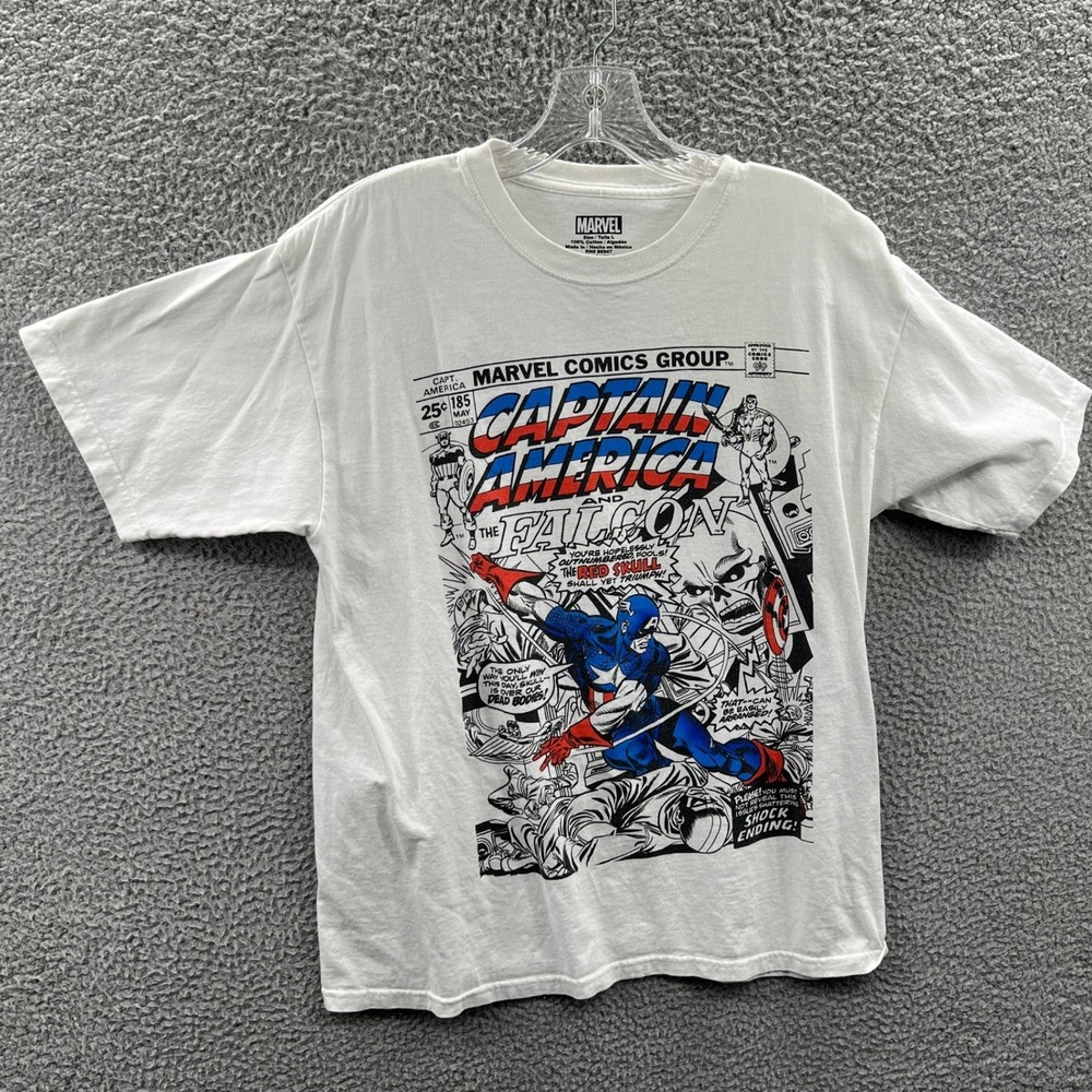 Marvel Mens Captain America Falcon Graphic T Shirt L Retro Comic Book Superhero